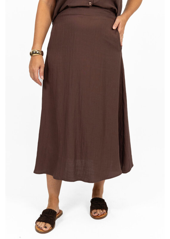 21Jewelz Effen linnen midi rok - bruin