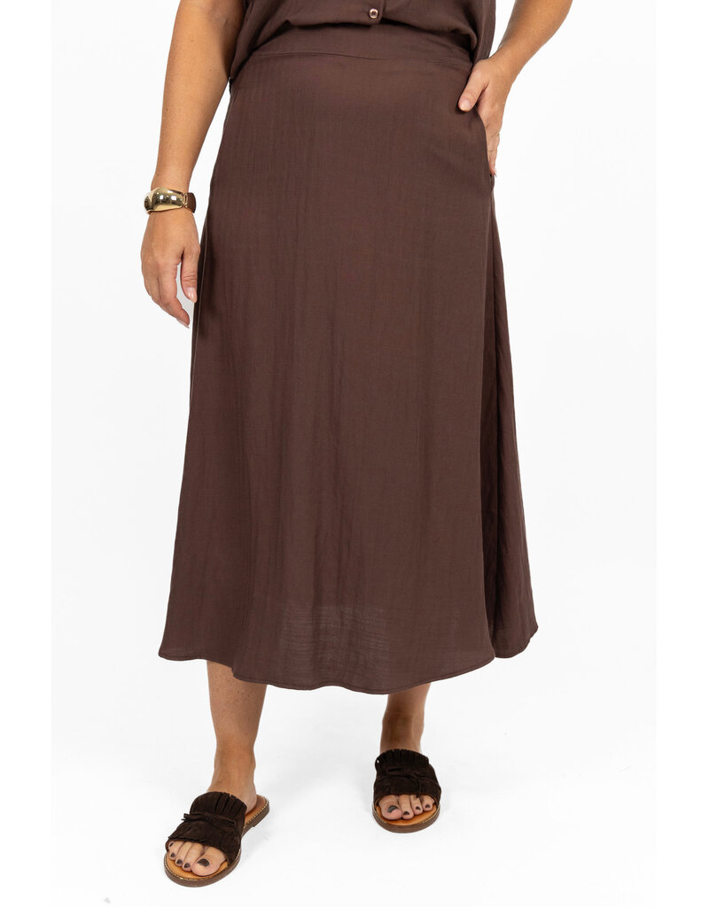 21Jewelz Effen linnen midi rok - bruin