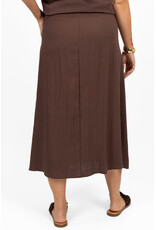 21Jewelz Effen linnen midi rok - bruin
