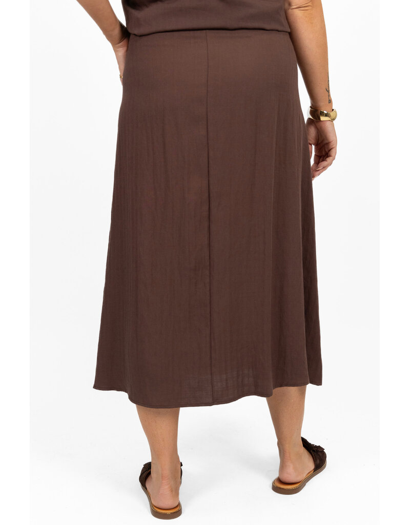21Jewelz Effen linnen midi rok - bruin