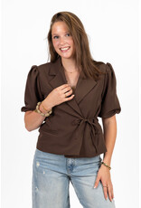 21Jewelz Blazer met korte mouwen & knoopdetail - bruin