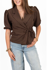 21Jewelz Blazer met korte mouwen & knoopdetail - bruin