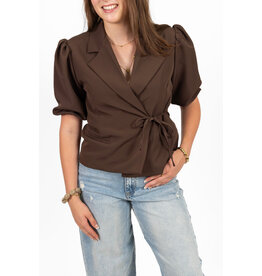 21Jewelz Blazer met korte mouwen & knoopdetail - bruin