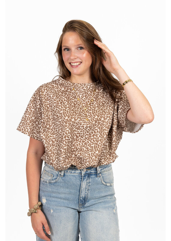 21Jewelz Cropped shirt met panterprint