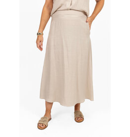21Jewelz Effen linnen midi rok - beige