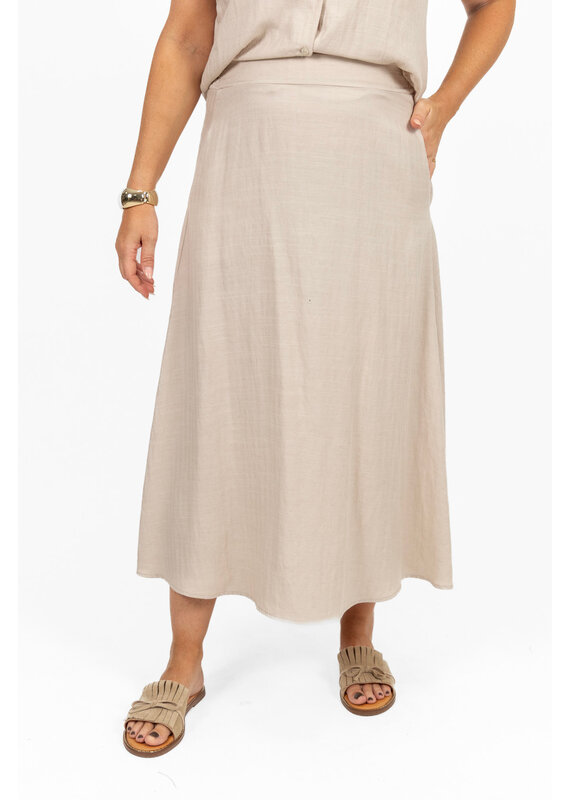 21Jewelz Effen linnen midi rok - beige