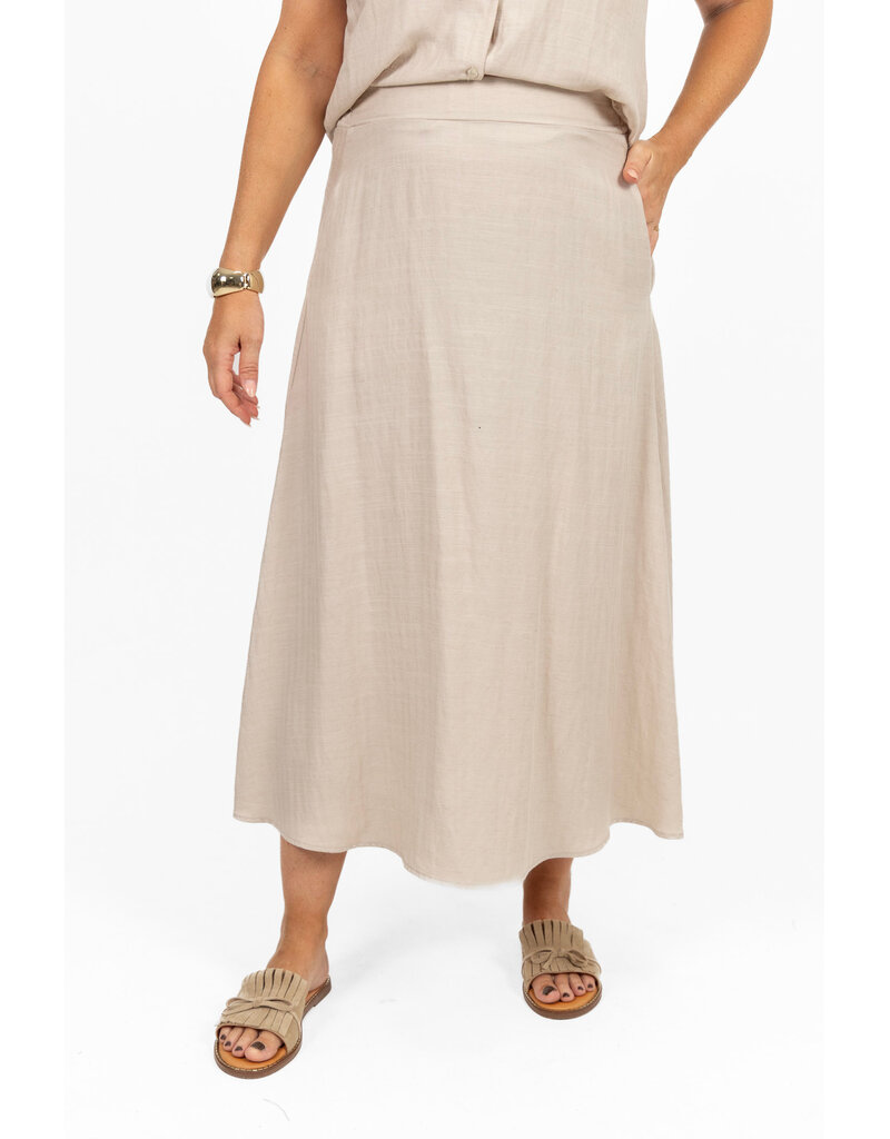 21Jewelz Effen linnen midi rok - beige