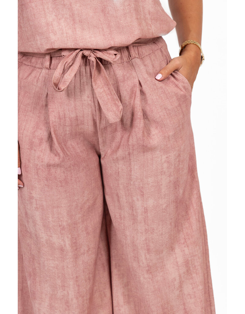 21Jewelz Effen zomer pantalon met strikceintuur - roze