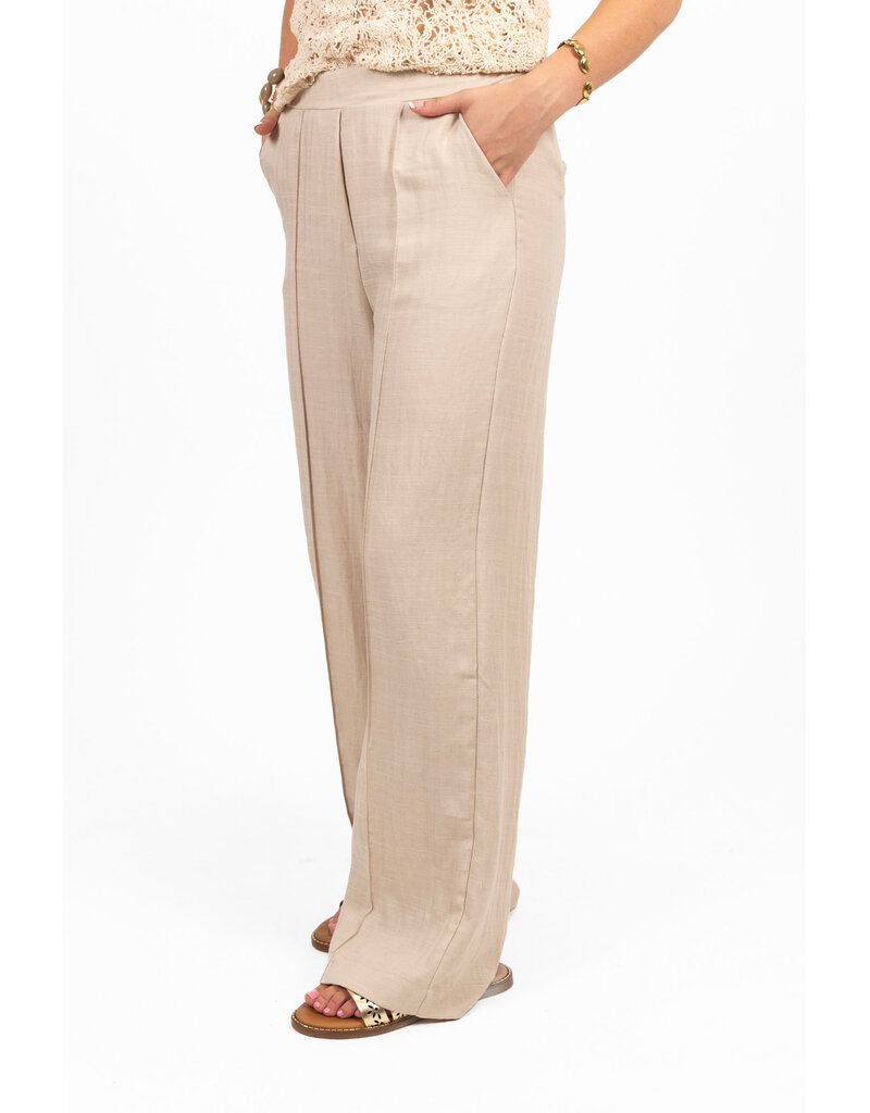 21Jewelz Effen linnen pantalon - beige
