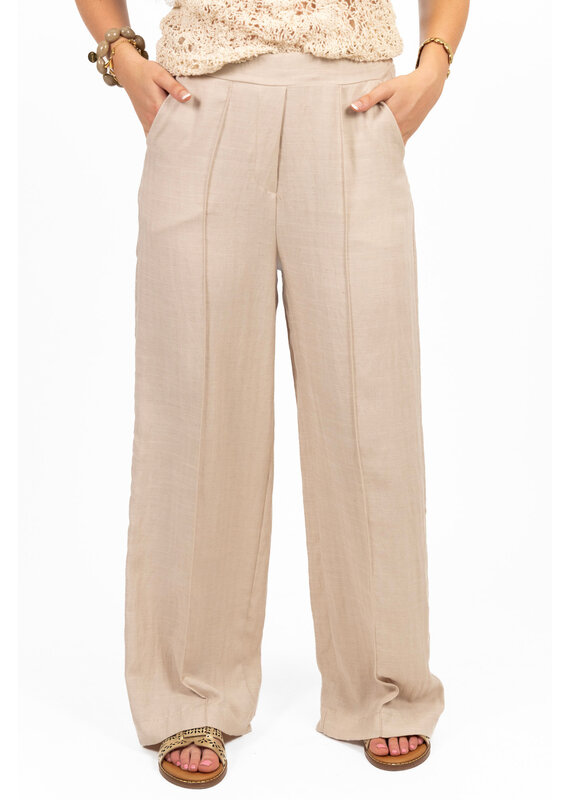 21Jewelz Effen linnen pantalon - beige