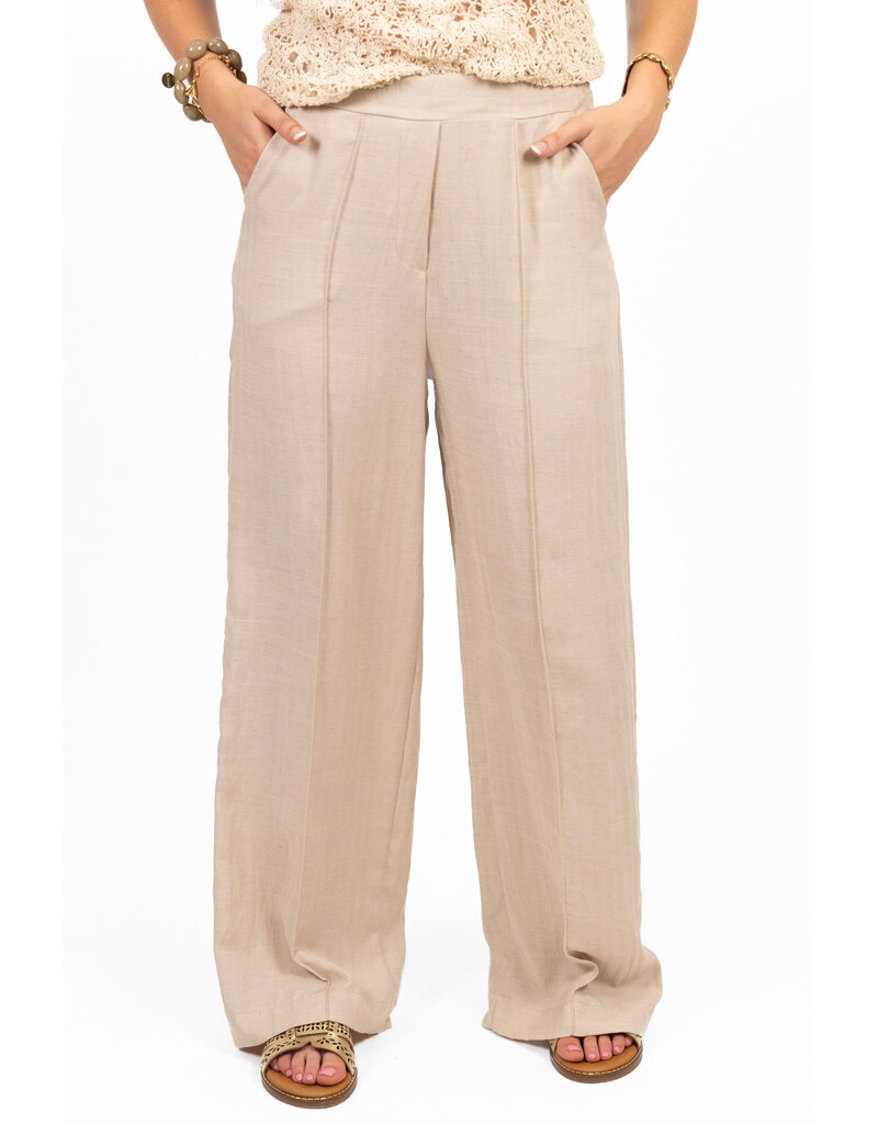 21Jewelz Effen linnen pantalon - beige