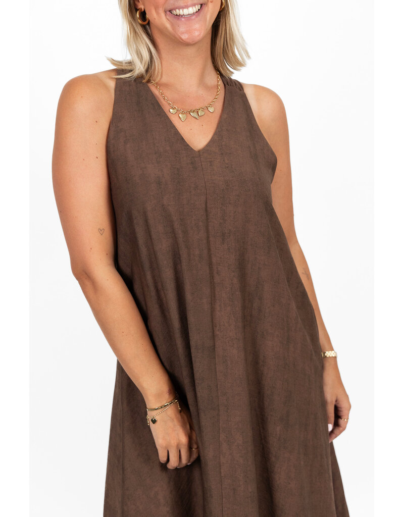 21Jewelz Lange effen mouwloze jurk - bruin