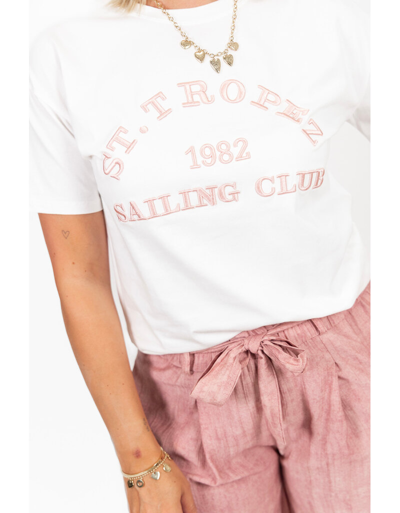 21Jewelz Effen zomer pantalon met strikceintuur - roze