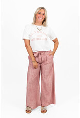 21Jewelz Effen zomer pantalon met strikceintuur - roze