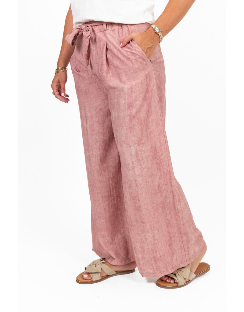 21Jewelz Effen zomer pantalon met strikceintuur - roze