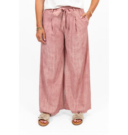 21Jewelz Effen zomer pantalon met strikceintuur - roze