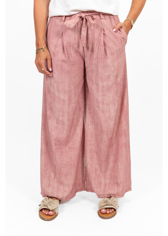 21Jewelz Effen zomer pantalon met strikceintuur - roze