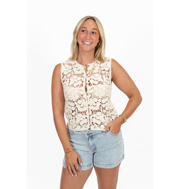 21Jewelz Gehaakt gilet met patroon - ecru