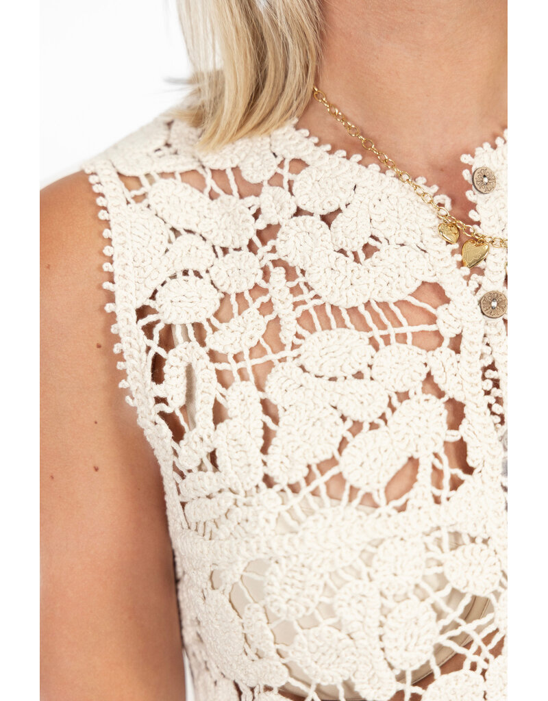 21Jewelz Gehaakt gilet met patroon - ecru