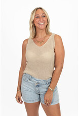 21Jewelz Glitter top met v-hals - beige