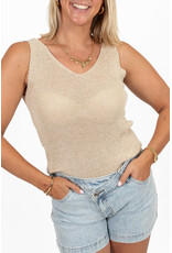 21Jewelz Glitter top met v-hals - beige