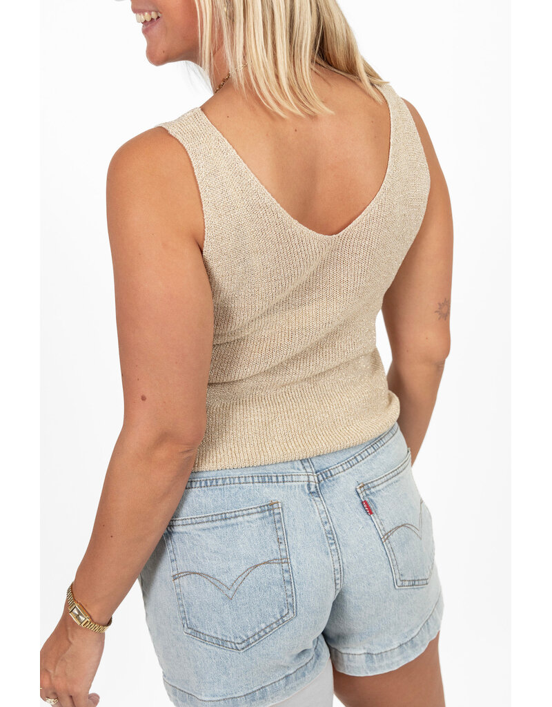 21Jewelz Glitter top met v-hals - beige