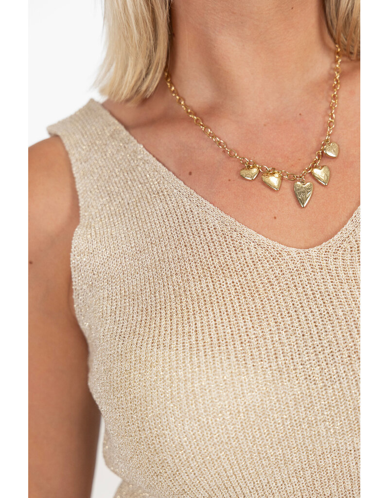 21Jewelz Glitter top met v-hals - beige