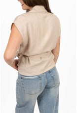 21Jewelz Effen linnen gilet met strikdetail - beige