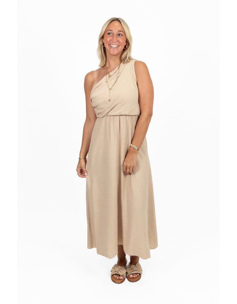 21Jewelz One shoulder jurk - beige