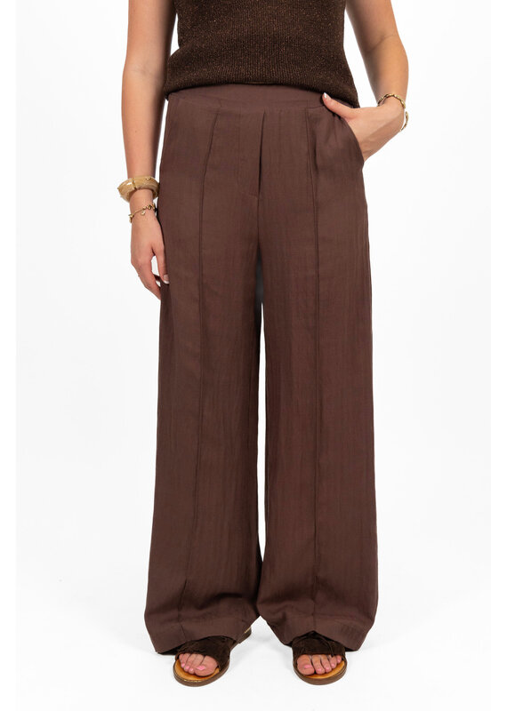 21Jewelz Effen linnen pantalon - bruin