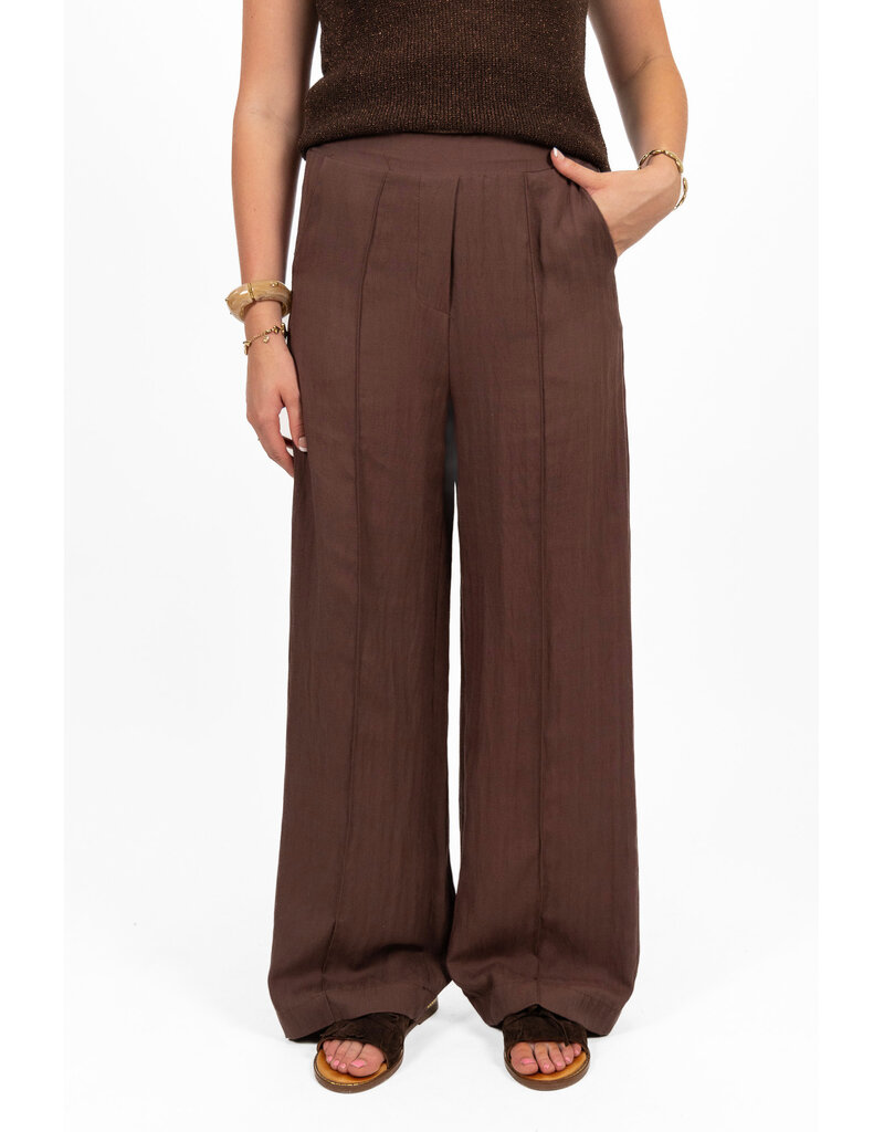 21Jewelz Effen linnen pantalon - bruin