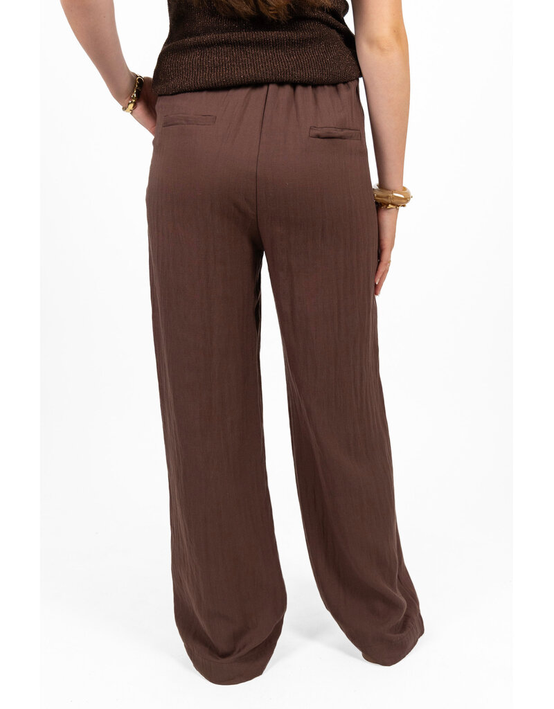 21Jewelz Effen linnen pantalon - bruin