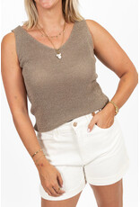21Jewelz Glitter top met v-hals - taupe
