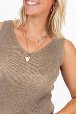 21Jewelz Glitter top met v-hals - taupe