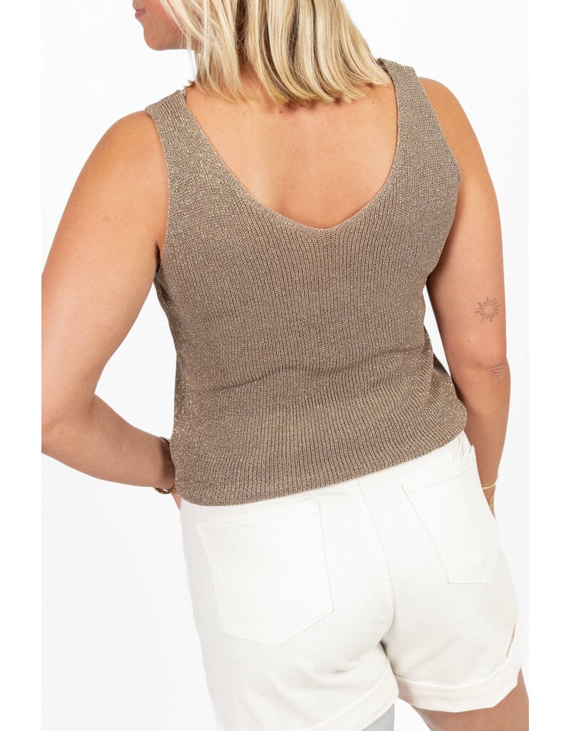 21Jewelz Glitter top met v-hals - taupe