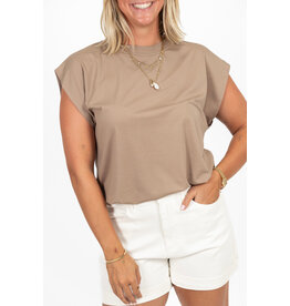 21Jewelz Mouwloze top met elastiek - taupe