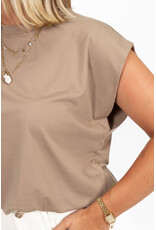 21Jewelz Mouwloze top met elastiek - taupe