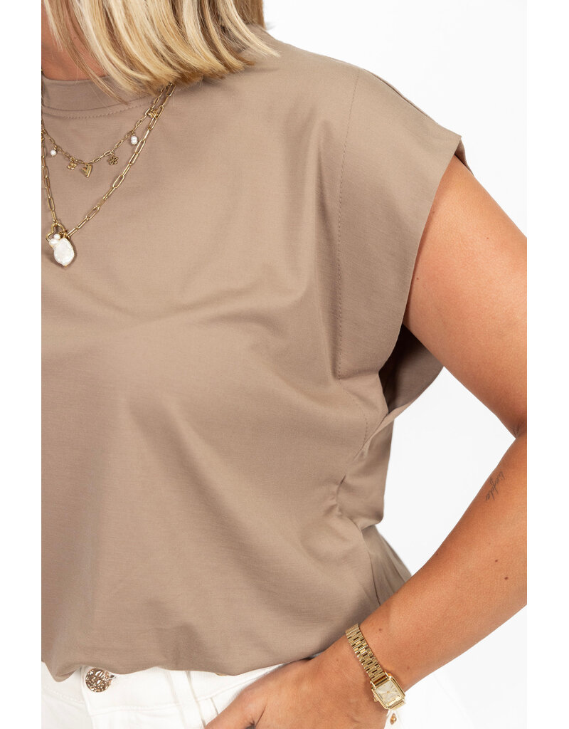 21Jewelz Mouwloze top met elastiek - taupe