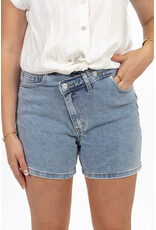 21Jewelz Jeans short met schuine knoop - denimblauw