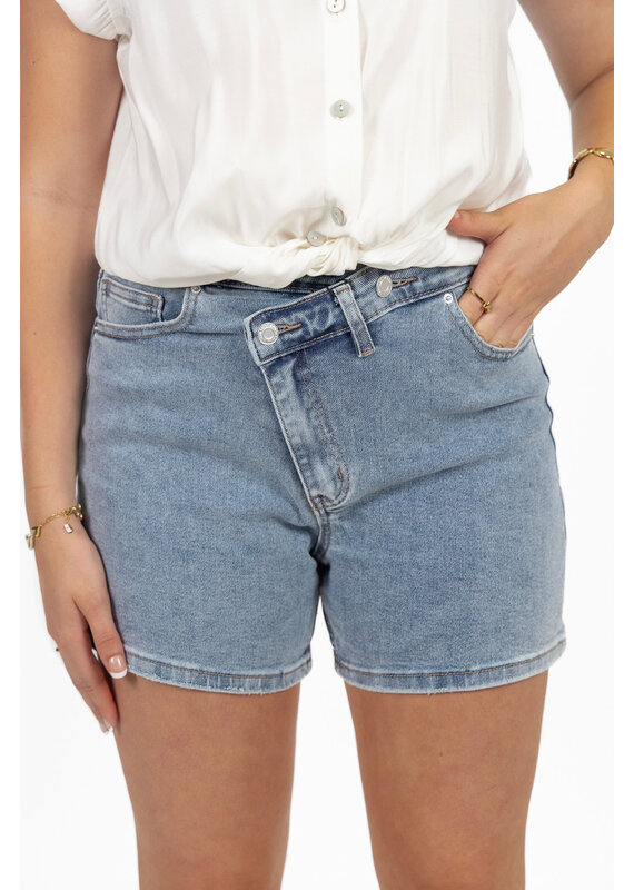 21Jewelz Jeans short met schuine knoop - denimblauw