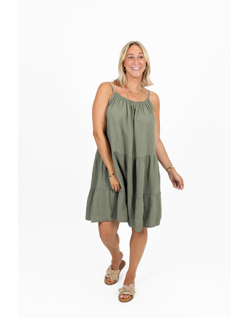 21Jewelz Mousseline zomer jurkje - army groen
