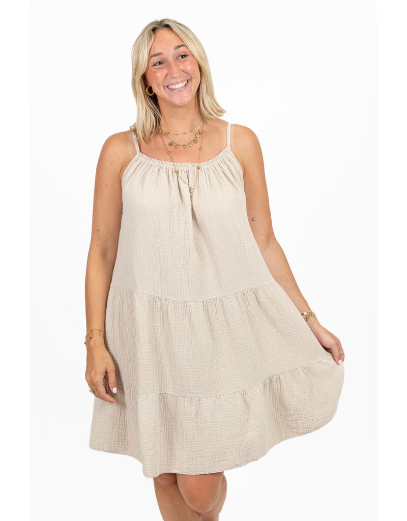 21Jewelz Mousseline zomer jurkje - beige