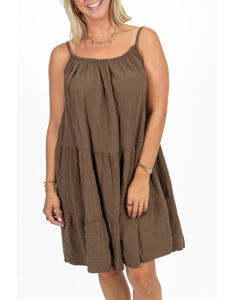 21Jewelz Mousseline zomer jurkje - bruin