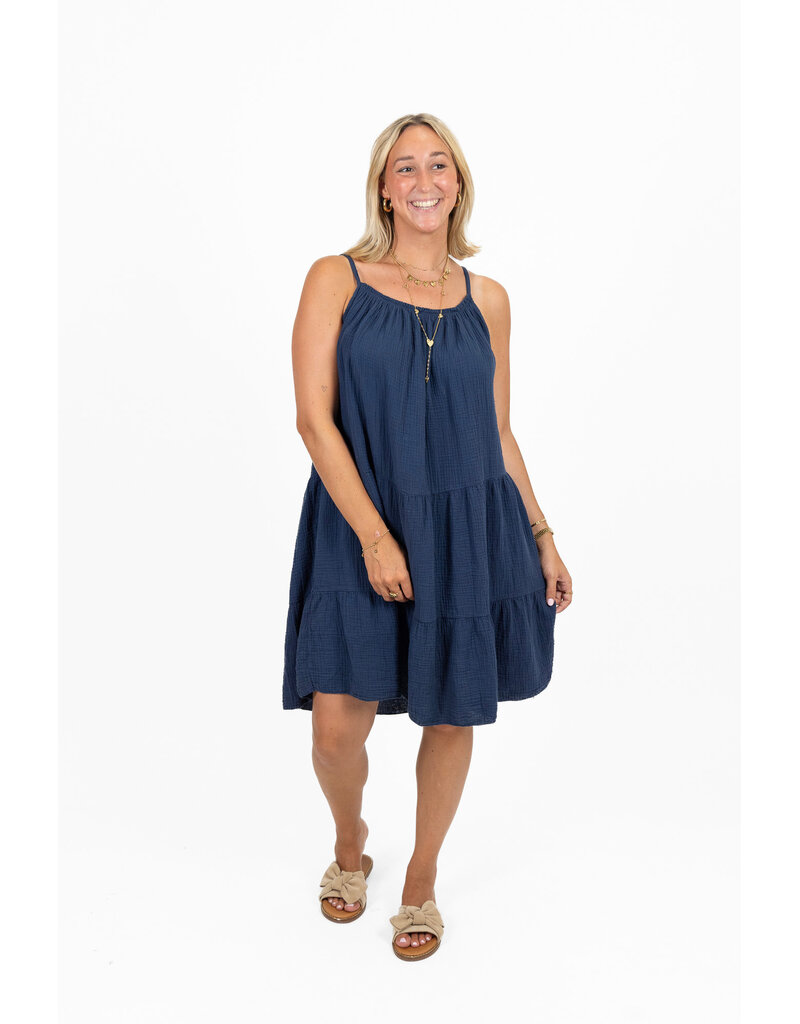 21Jewelz Mousseline zomer jurkje - donkerblauw