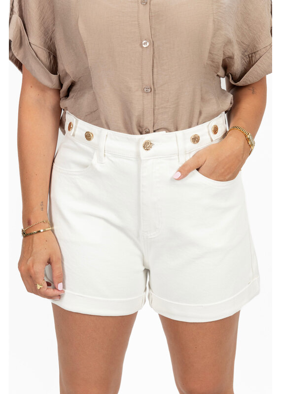 21Jewelz Jeans short met gouden knopen - ecru