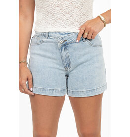 21Jewelz Denim short met schuine knoop - blauw