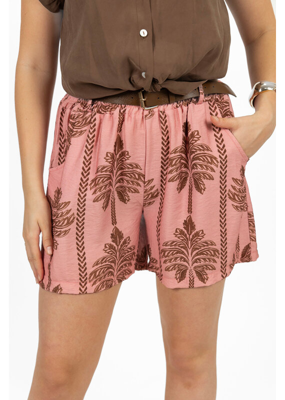 21Jewelz Short met riem & palmboomprint - roze
