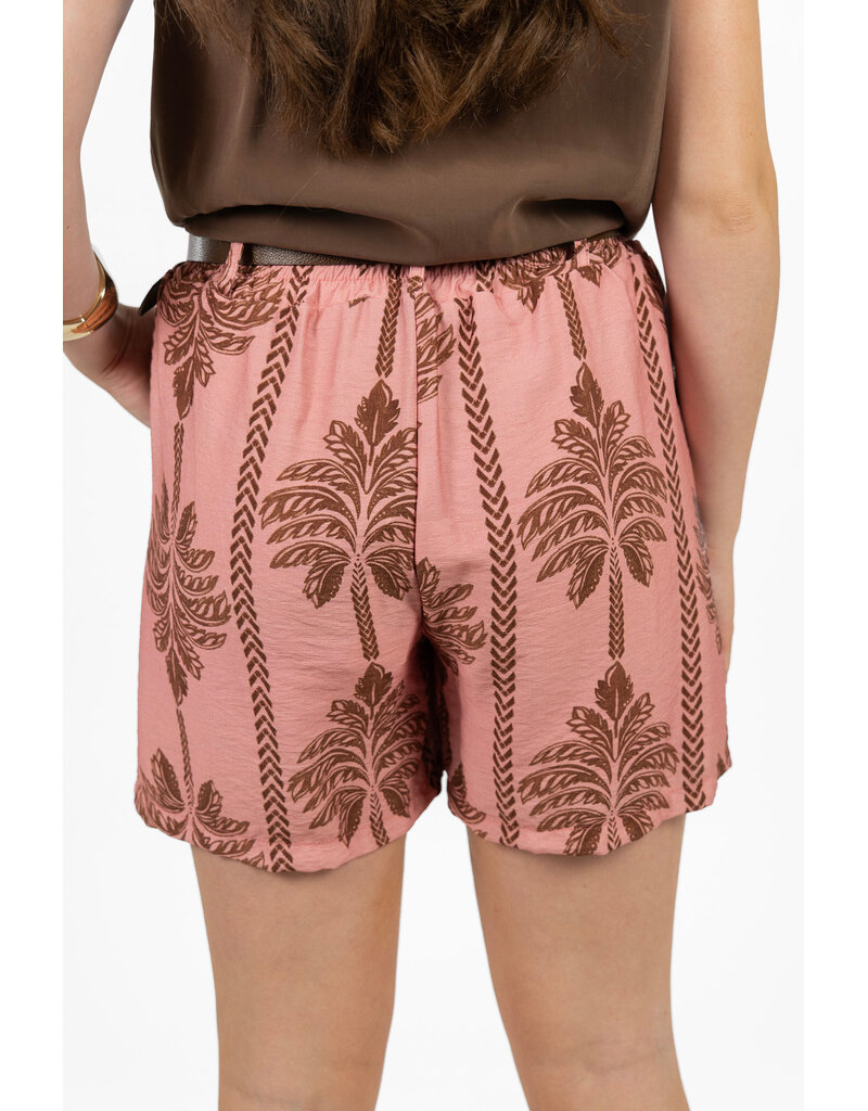 21Jewelz Short met riem & palmboomprint - roze
