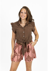 21Jewelz Short met riem & palmboomprint - roze