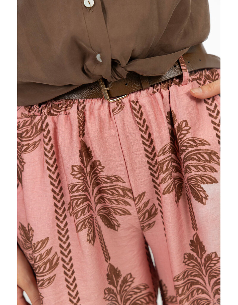 21Jewelz Short met riem & palmboomprint - roze